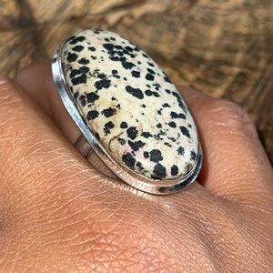 Oversize Dalmatian Jasper Ring Size 8